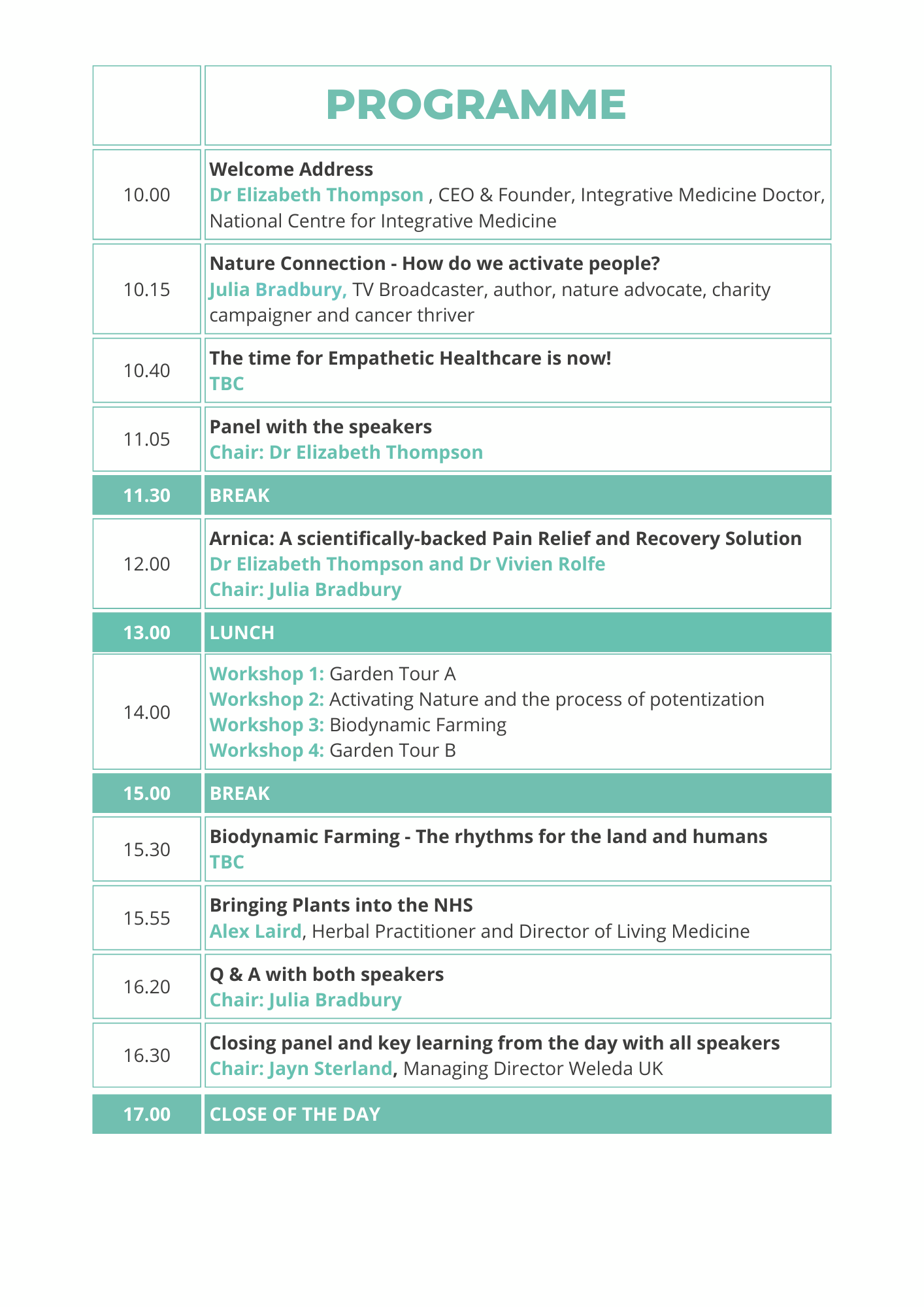 Integrative Healthcare Festival Programme