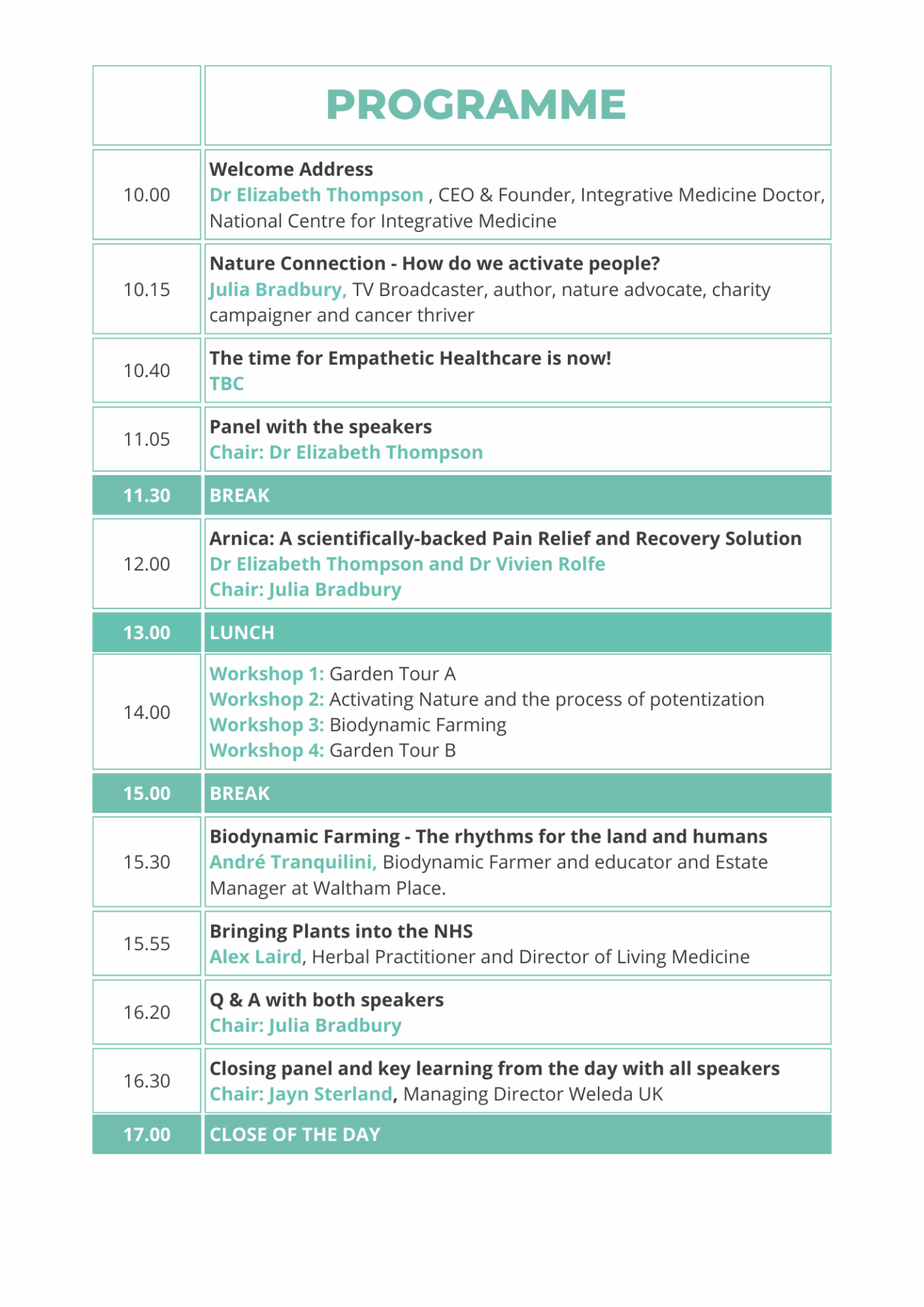Integrative Healthcare Festival Programme